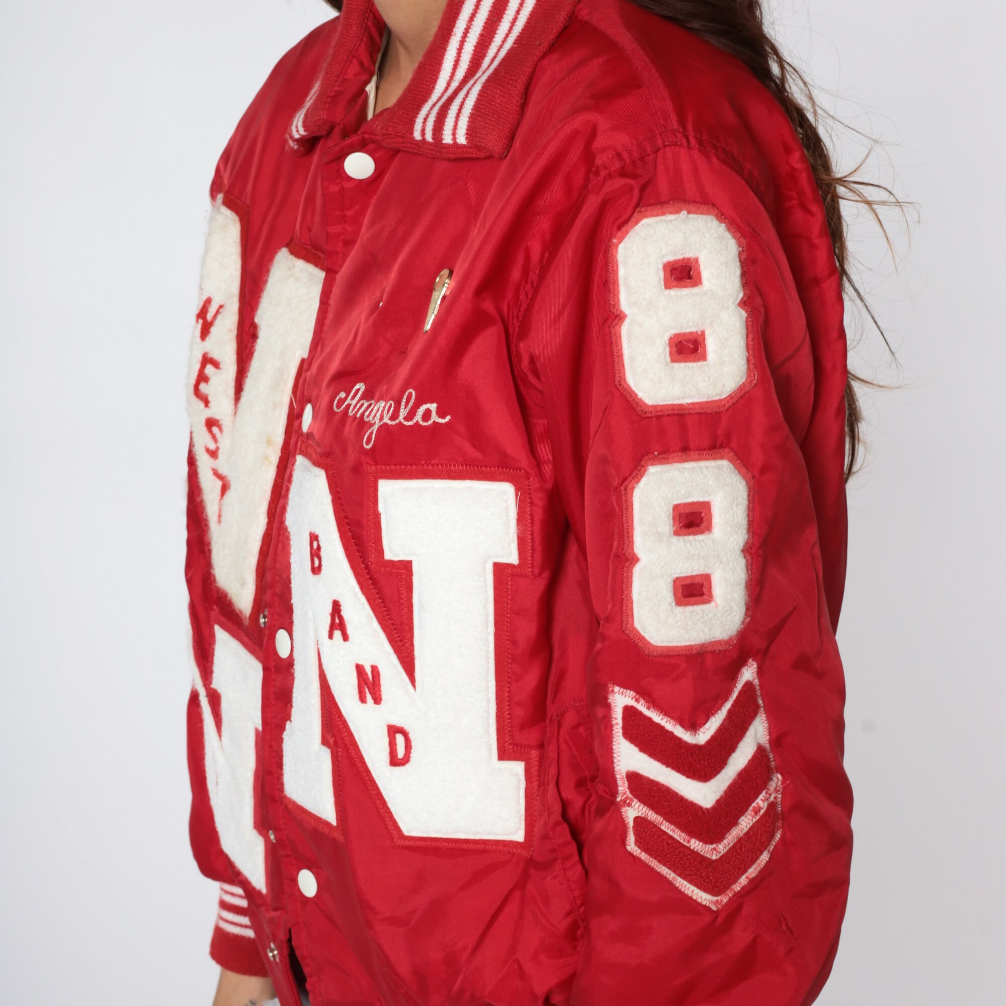 Red Varsity Jacket 1988 Angela Bomber Jacket 80s Letterman Baseball