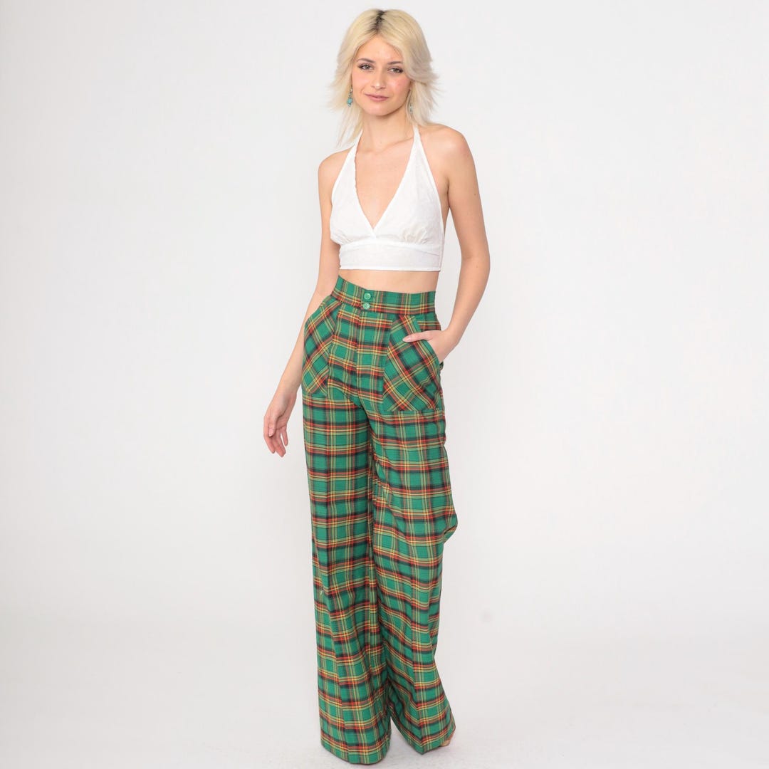 70s USA Unknown Flared Check Pants
