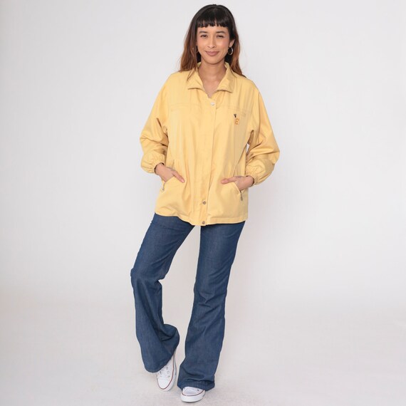 Yellow Windbreaker Jacket Letter E Patch Zip Up J… - image 3
