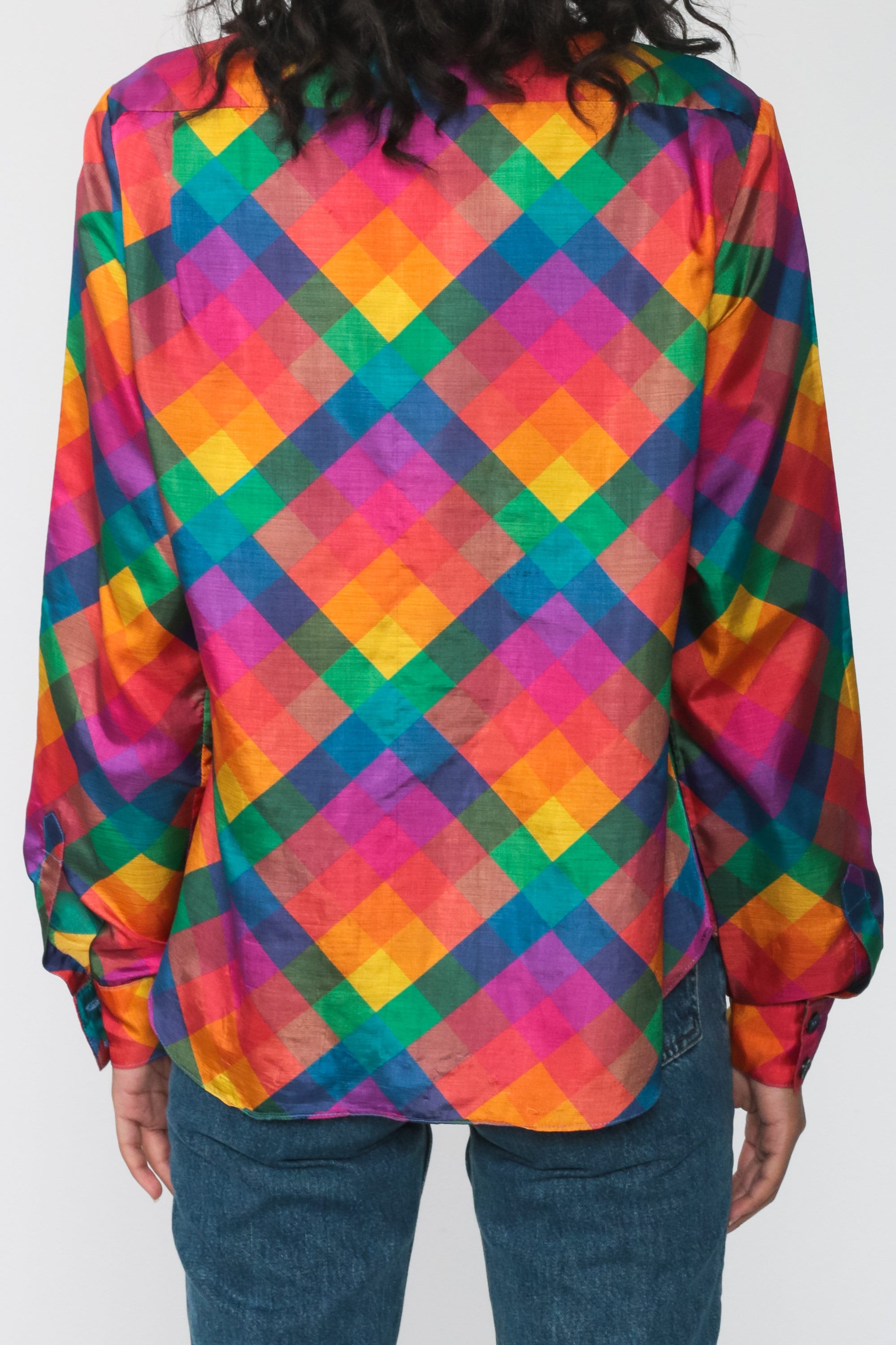 color block button down shirt