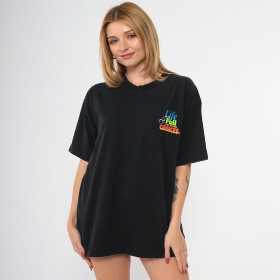 Vintage 90s Guitar T Shirt Life is Full of Important Choices Rock N Roll Shirt Graphic Muscle Tee Black TShirt Graphic Medium Large