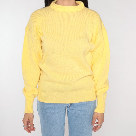 Yellow Sweater 80s Knit Pullover Sweater Retro Pl… - image 8