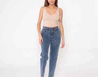 Acid Wash Jeans 80s 90s Zena Tapered Mom Jeans Denim High Waist Jeans 1990s Denim Pants Vintage Slim Leg Small 26
