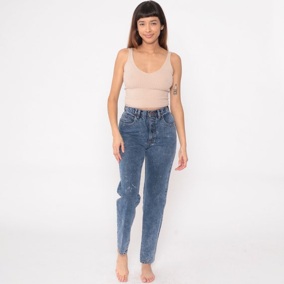 Acid Wash Jeans 80s 90s Zena Tapered Mom Jeans Denim High Waist Jeans 1990s Denim Pants Vintage Slim Leg Small 26
