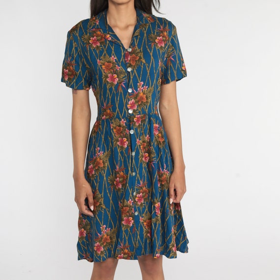 Y2k raspberry tropical dress M/L