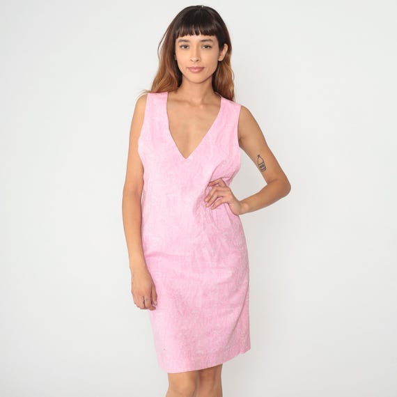 70s Pink Shift Dress Sleeveless Mod Gogo Twiggy Style Disco Party Coquette Feminine Vintage Summer Pastel Blush Rose Color Womens Small S