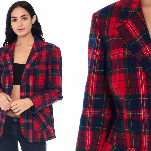 Plaid laine veste des années 70 PENDLETON Blazer imprimé à carreaux rouge des années 80 Vintage femmes BCBG petit 6