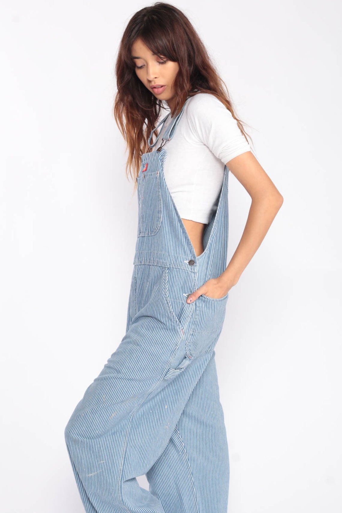 Dickies Overalls 90s Denim Bib STRIPED Overalls Baggy Etsy