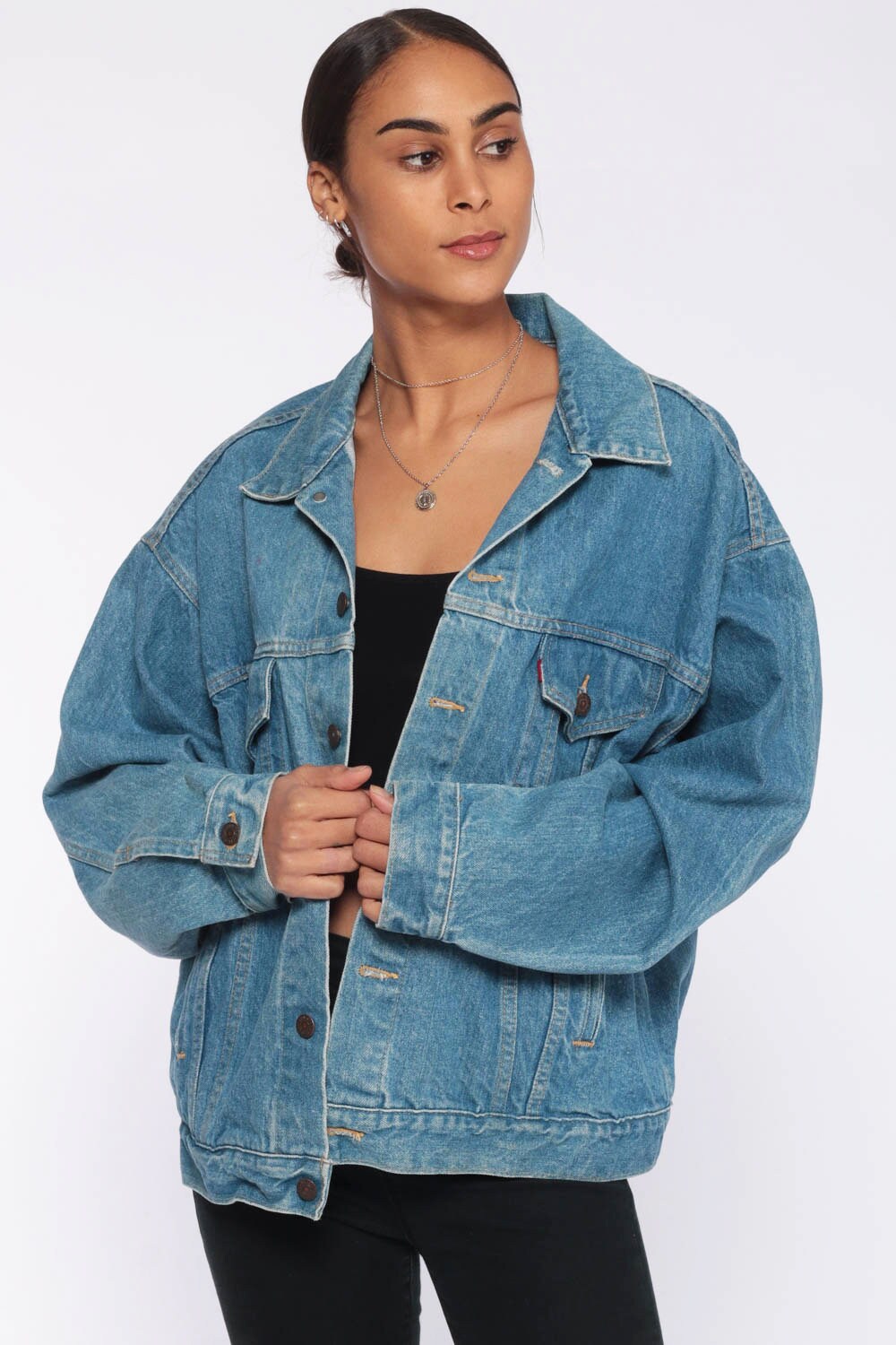 Levi's Denim Jacket xl -- USA Jean Jacket 80s Levis Denim Jacket Trucker Blue Levi Coat 1980s