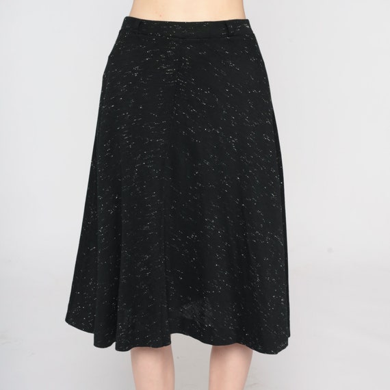 Black Glitter Skirt 80s Sparkly Metallic Knee Len… - image 7