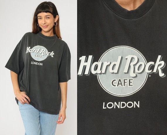 Vintage Hard Rock Cafe Shirt London England Tshirt 90s Tee Graphic Retro 1990s Faded Black Crewneck Extra Large xl