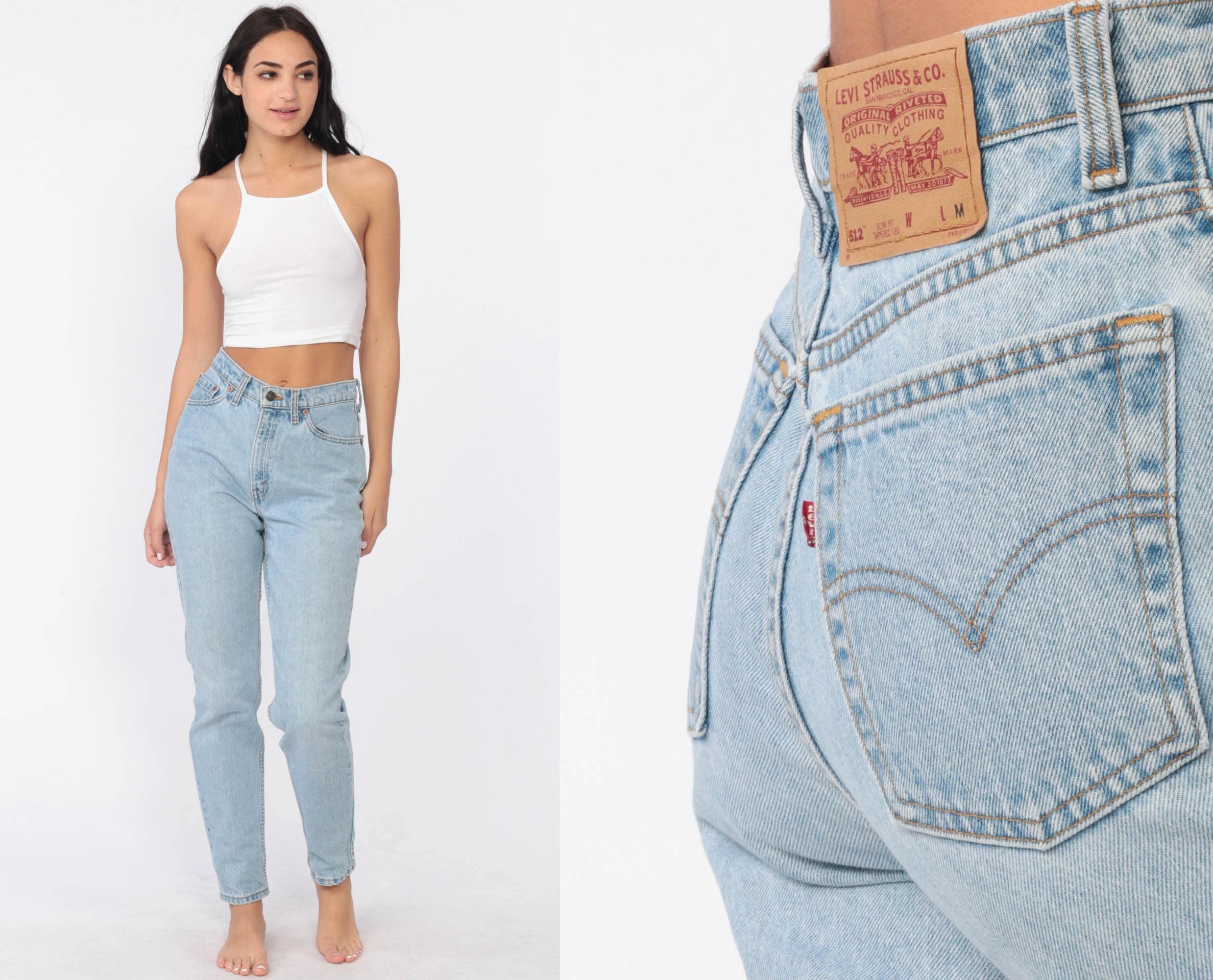 Levis Mom Jeans 28 -- High Waist Levi Jeans 80s Jeans Denim Pants 512 Tapered Slim 90s Vintage
