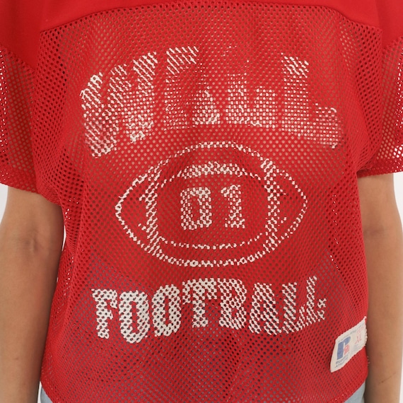 90s Russell Athletic Mesh Jersey Red Football Practice Crop