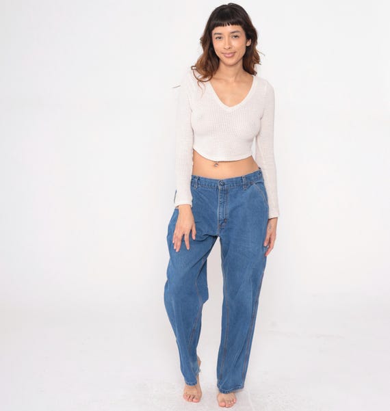 Carhartt Y2K Carpenter Jeans Blue Denim Work Pants Cargo Pockets Straight Utility Streetwear Workwear Cotton Vintage Gorpcore Extra Large XL