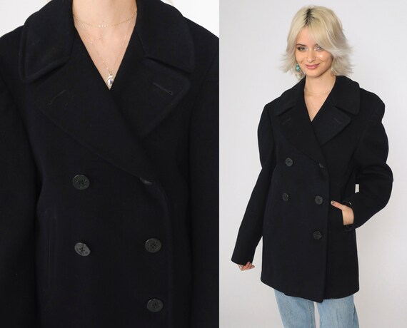 Vtg 1940s WWII US Navy Wool Peacoat - Made in USA (S