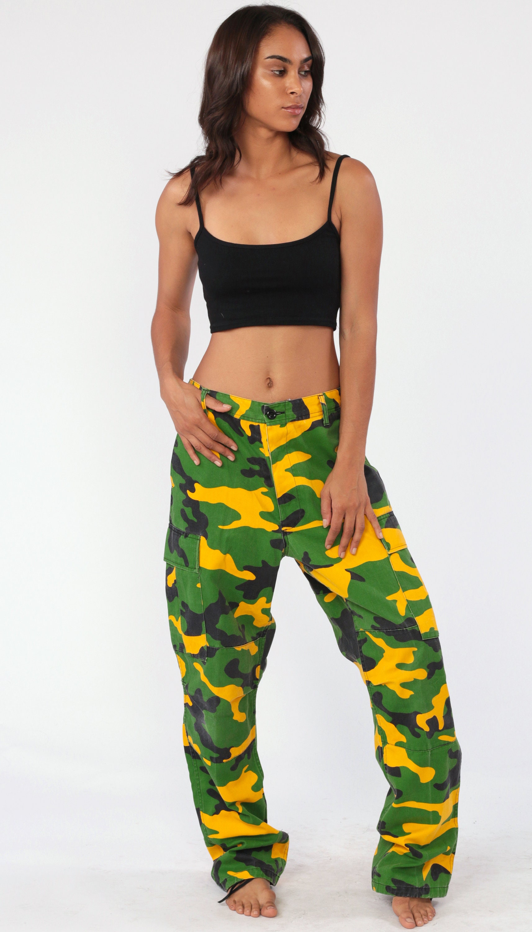 yellow and green camo pants