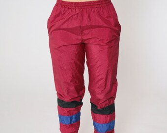【人気商品！】 90s Track Pants Raspberry Striped Nylon Jogging Pants Warmup ウェア