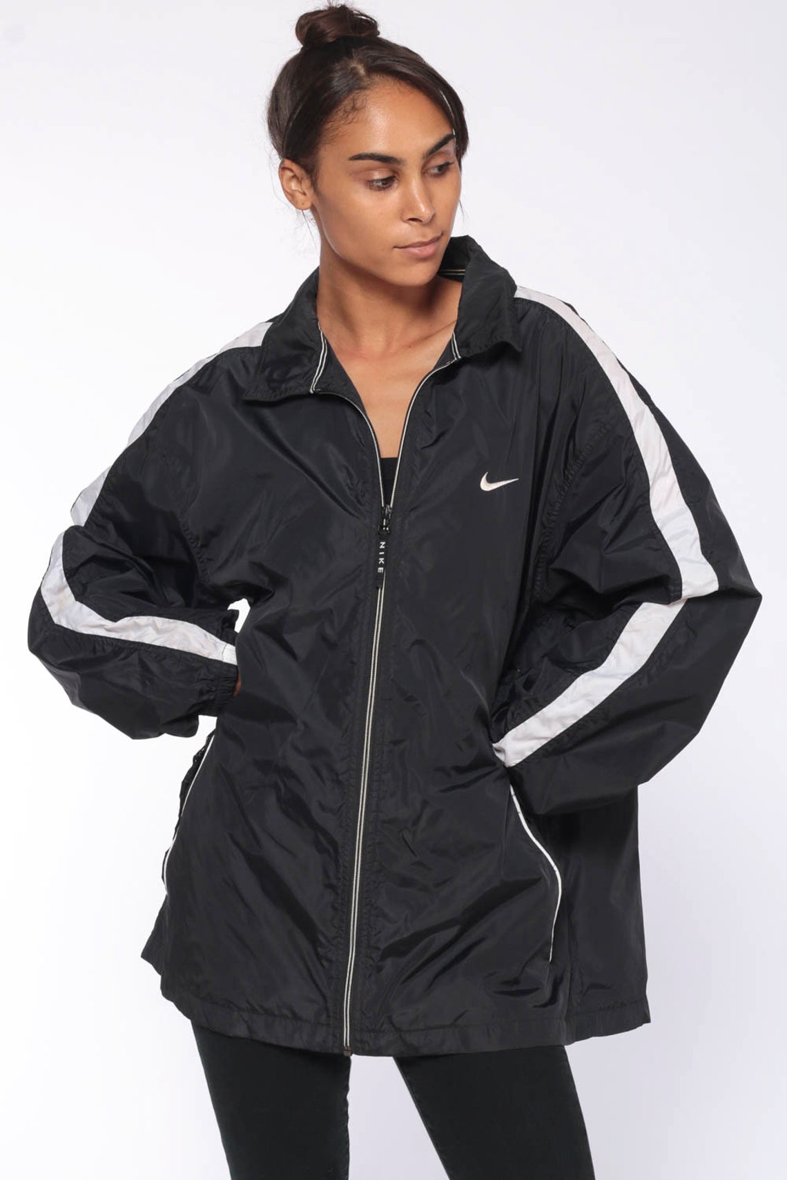 Black Nike Jacket L 90s Windbreaker Jacket Track Jacket | Etsy