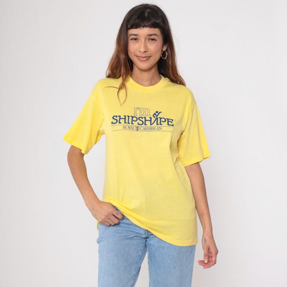 Royal Caribbean Cruises T-Shirt 90s I'm Shipshape Yellow Cruise Ship Travel Tourist TShirt Graphic Single Stitch Tee Vintage 1980s Small S