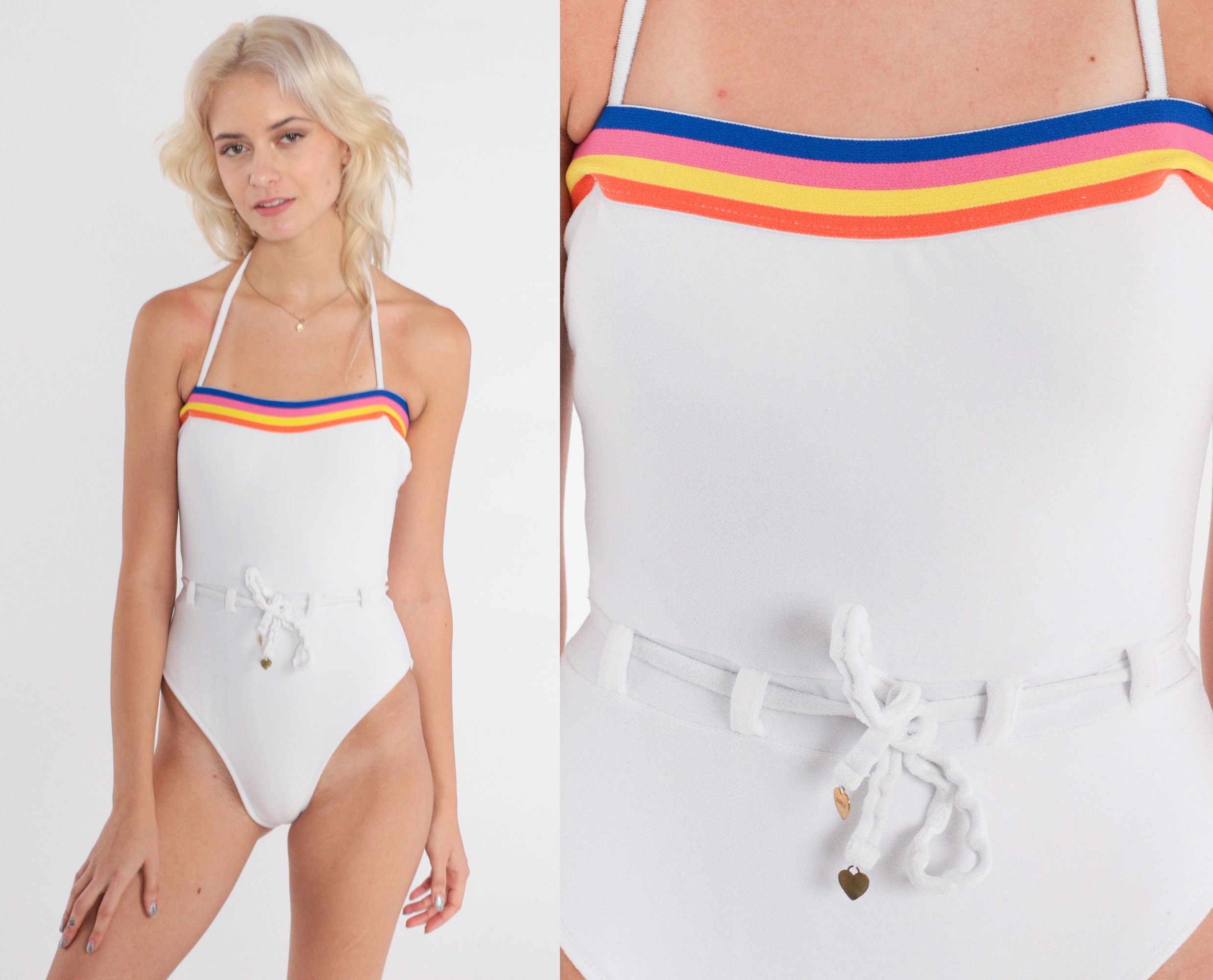 Juicy Couture Swimsuit Y2K One Piece Bathing Suit White Multicolor