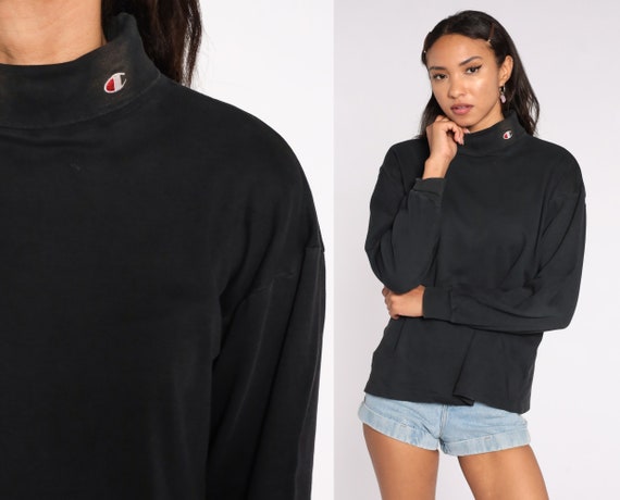 Black Champion Turtleneck Shirt 90s 