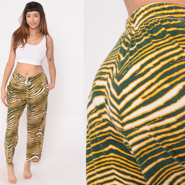 90s Lounge Pants Abstract Zebra Stripe Print Baggy Pants Retro Relaxed Pants High Elastic Waist Pants Zubaz Vintage 1990s Small S