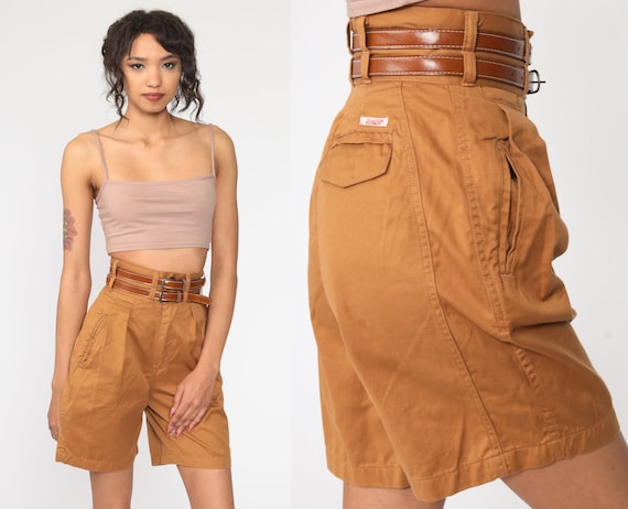 Brown Pleated Shorts 24 Trouser Shorts 80s Pleated