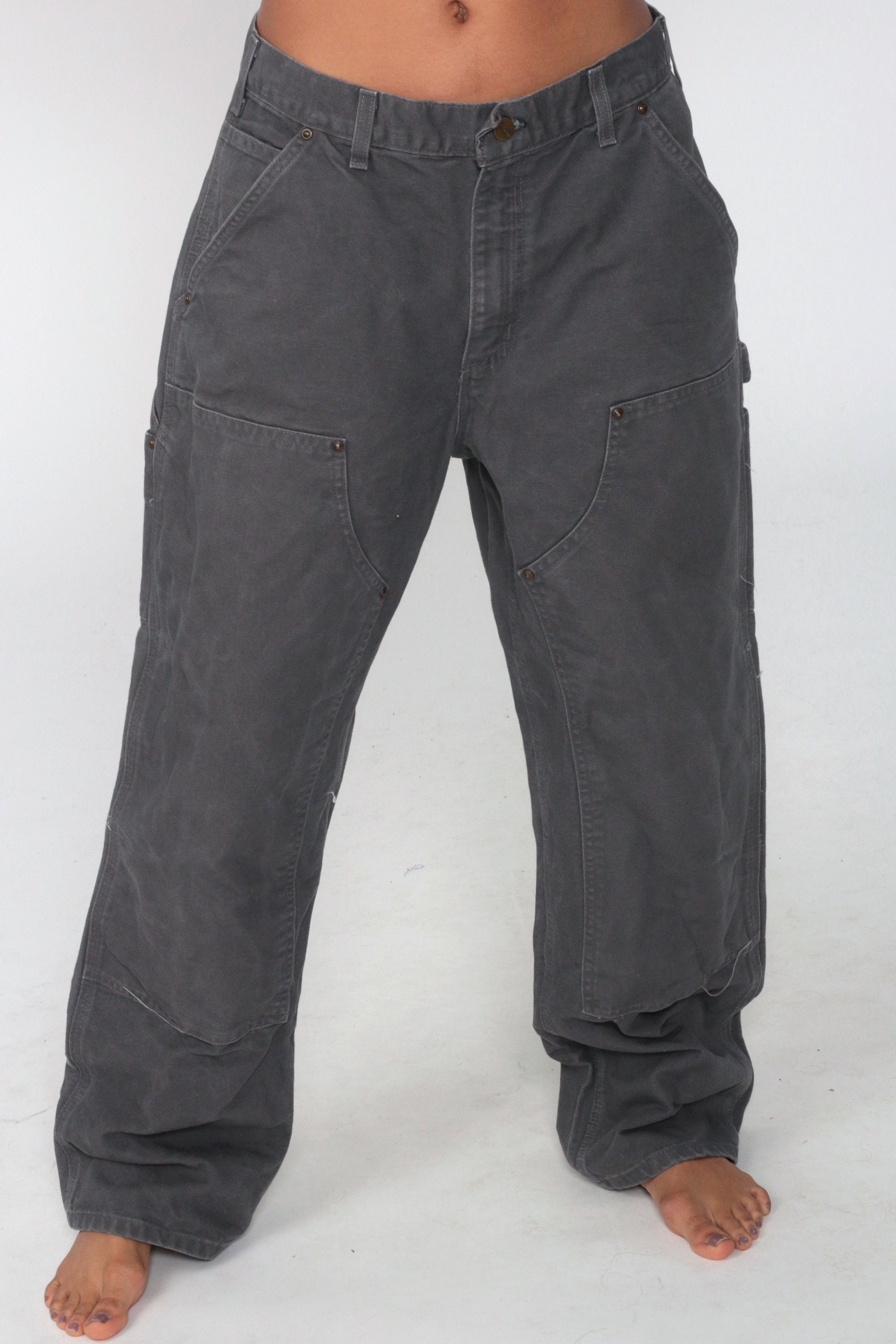 Carhartt Jeans Workwear Grey Utility Pants Boyfriend Relaxed Work Pants Baggy Cargo Vintage