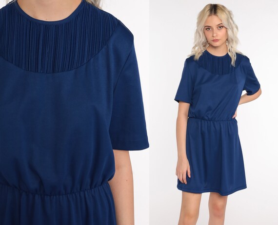 Blue short dress casual hot sale