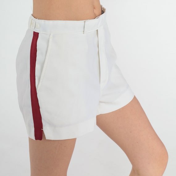 80s Tennis Shorts White Shorts Retro Red Striped Shorts High Waisted Athletic Sports Shorts Preppy Vintage 1980s Court Casuals Medium 29