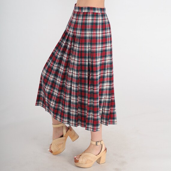 Pendleton Midi Skirt 80s Red Plaid Wool Skirt Hig… - image 3