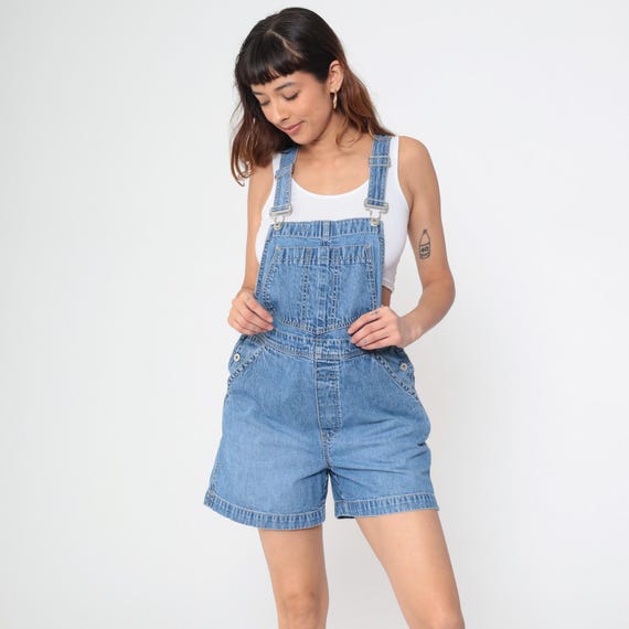 Gap Factory Overalls Denim Overall Shorts Shortalls Distressed Jean The Gap Suspender Blue Medium M