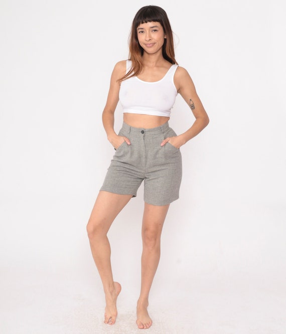 Grey Wool Shorts 80s Heathered Trouser Shorts High Waisted Retro 1980s Vintage Flecked Shorts Retro Preppy Bottoms Small 4