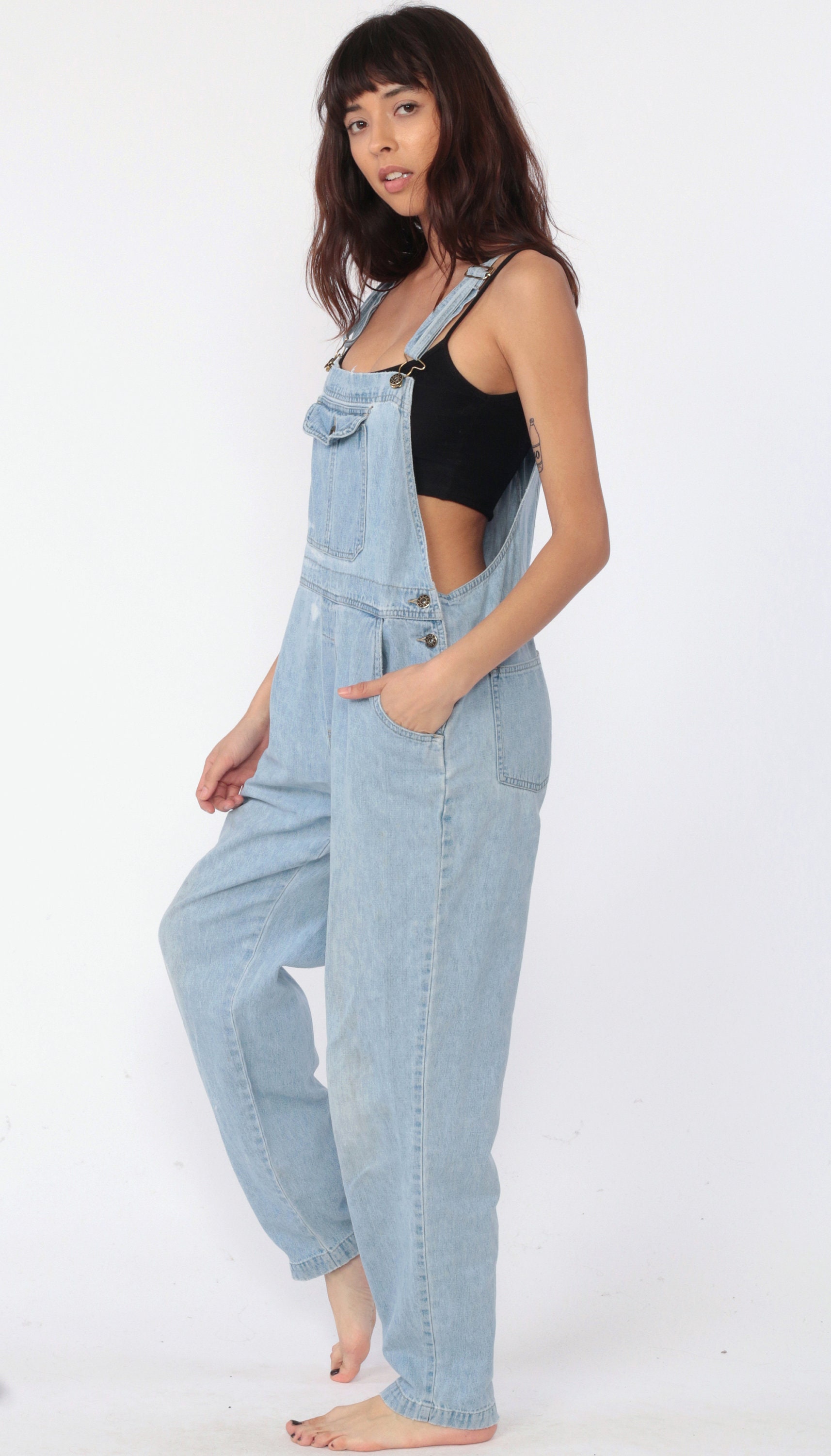 90s Overalls Pants Bib 1990s Denim Pants Jean Dungarees Coveralls Long ...