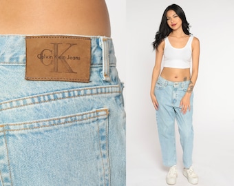 90s Calvin Klein Jeans Straight Leg Mom Jeans Light Wash Denim High Waisted Jeans CK Pants Retro Hipster Grunge Blue Vintage 1990s Medium 31