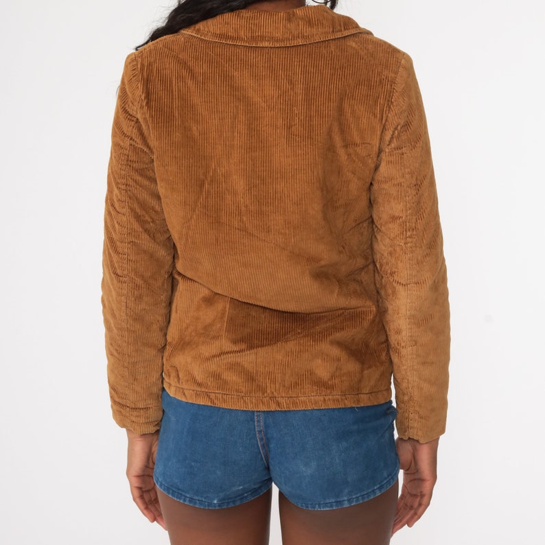 Brown Corduroy Jacket 70s Quilted Lining Jacket Fall Coat Boho Hippie Vintage Collared Coat Bohemian Extra Small xs
