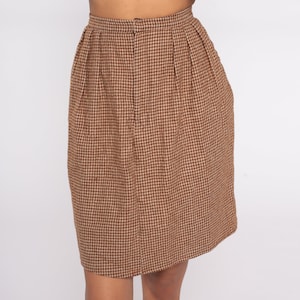 Houndstooth Pencil Skirt 80s Wiggle Skirt Academia Brown High Waisted School Girl Preppy Check Retro Vintage Secretary 90s Extra Small XS