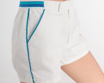 White Tennis Shorts 80s Jantzen Shorts Retro Blue Striped Ringer Shorts High Waisted Athletic Sports Shorts Preppy Vintage 1980s Small S
