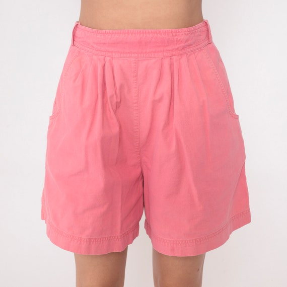 90s Pleated Shorts Pink Cotton Trouser Mom Shorts… - image 4