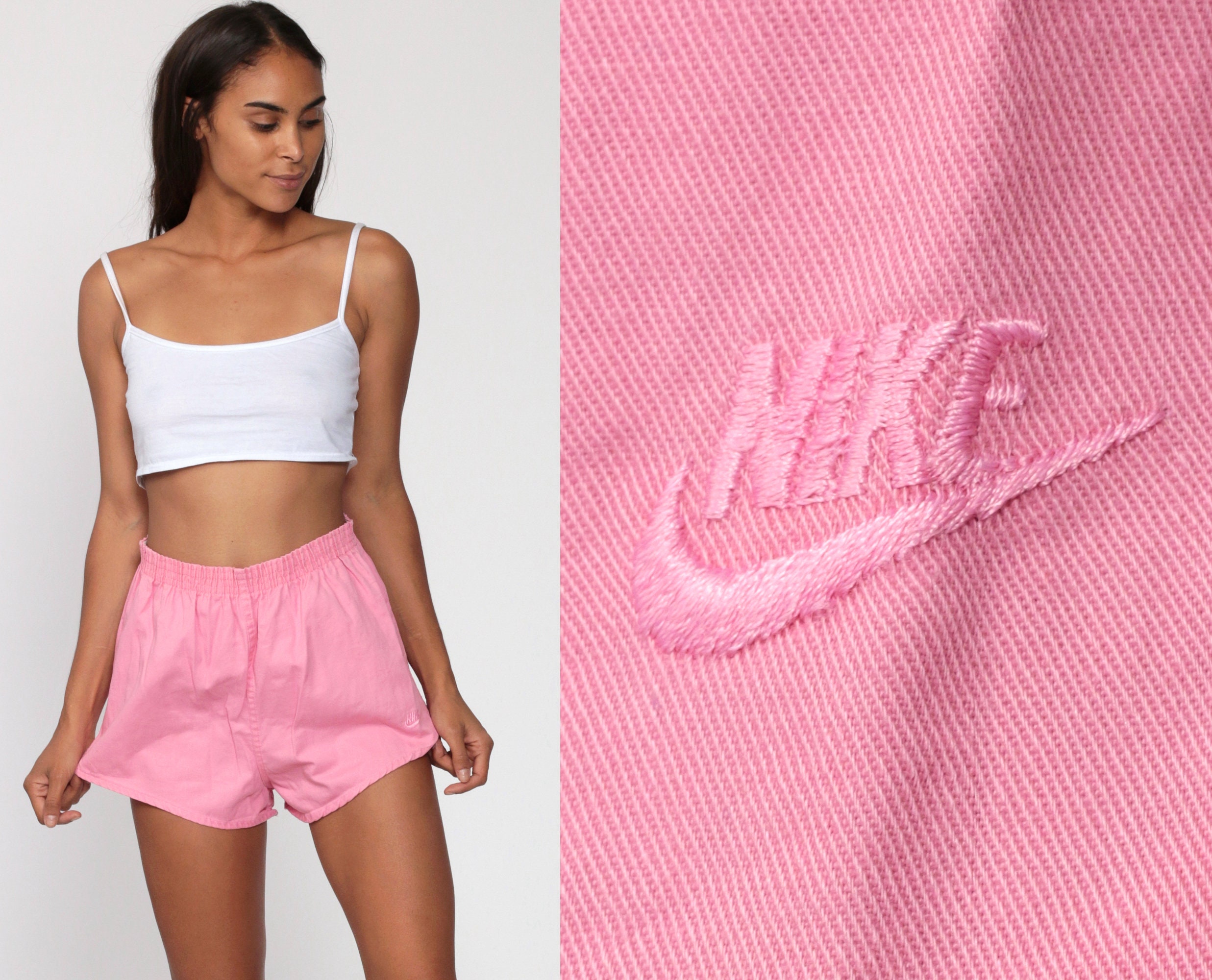 Pink Nike Shorts 90s Running Shorts Gym High Waisted Retro Jogging Shorts Vintage Elastic Waist