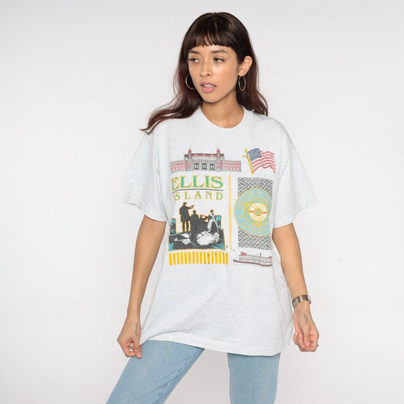 Ellis Island T Shirt 80s 90s Destination America Shirt New York TShirt Graphic Tee USA Vintage Retro Tourist Single Stitch Extra Large XL
