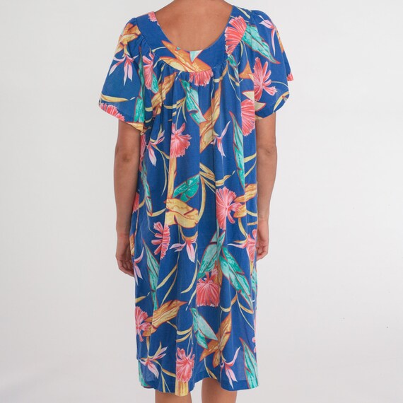 VTG 70s 80s 'KY'S' HAWAIIAN BLACK WHITE GREY SUMMER SHORT SLEEVE TENT DRESS M 14