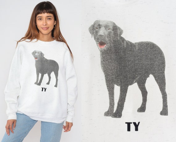 Black Lab Dog Sweatshirt 90s Labrador Retriever Sweater Ty Graphic Shirt Animal Dog Breed Screen Print White Vintage 1990s Extra Large xl