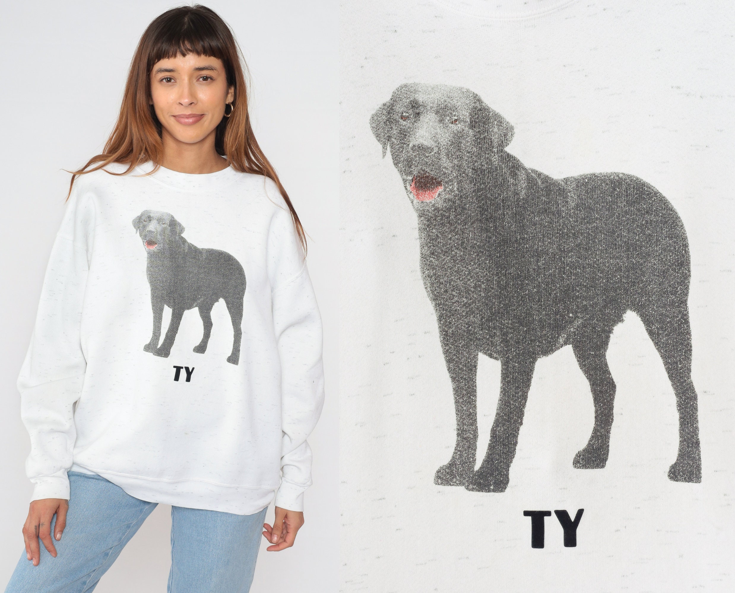 Black Lab Dog Sweatshirt 90s Labrador Retriever Sweater Ty Graphic