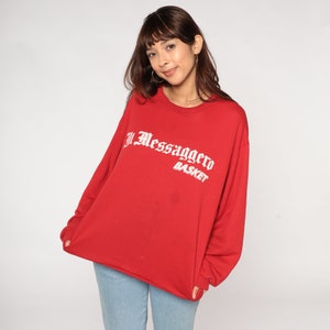 Il Messaggero Sweatshirt 80s Italian Newspaper Sweatshirt Basket Graphic Shirt Italy News Logo Red Crewneck Sweater Vintage 1980s Large L image 3