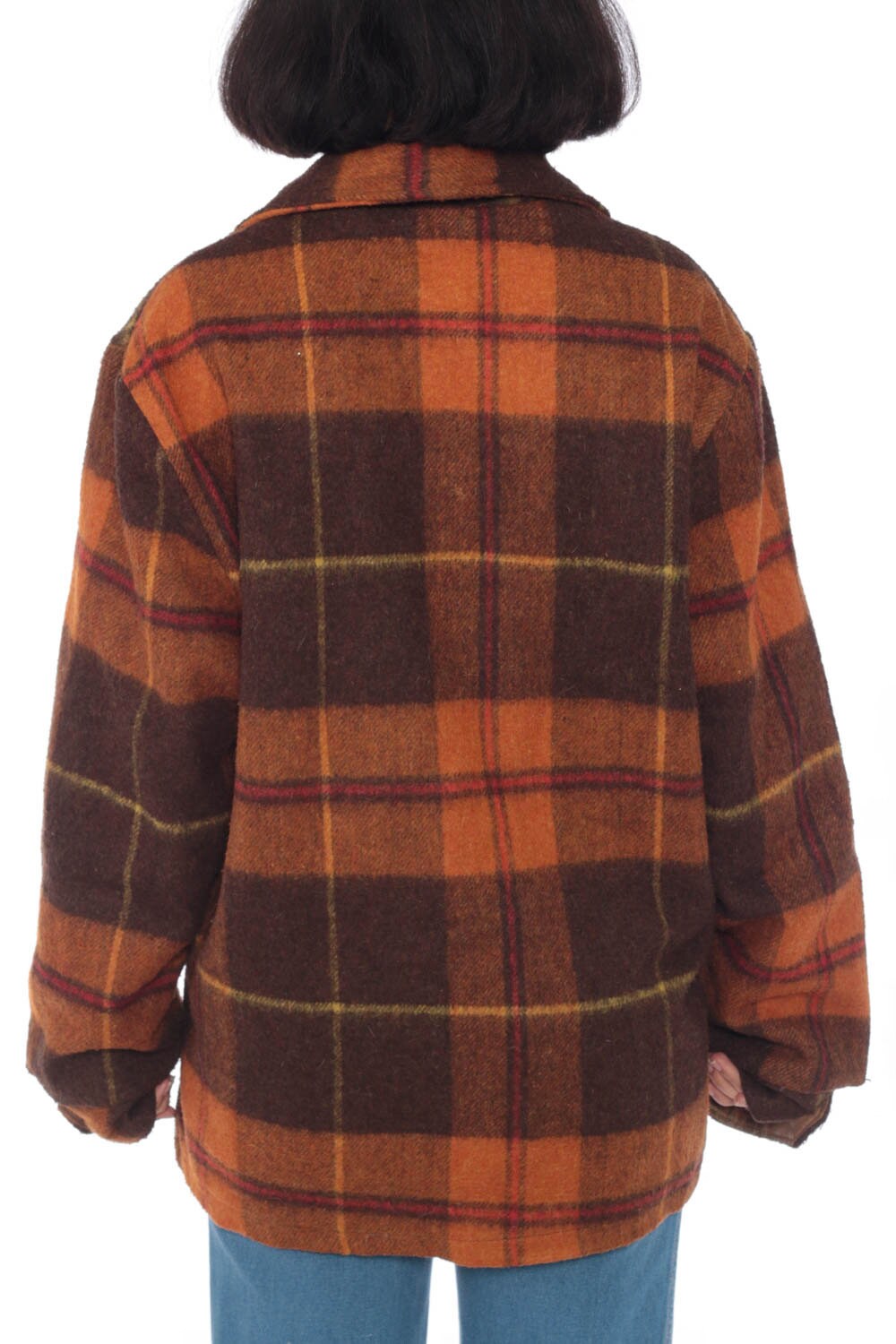 old navy orange plaid coat