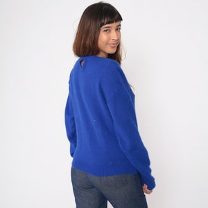 Royal Blue Angora Wool Sweater 90s Textured Swirl Knit Pullover Cozy Plain Vintage Knitwear Pierre Cardin Jumper 1990s Retro Basic Medium M image 6