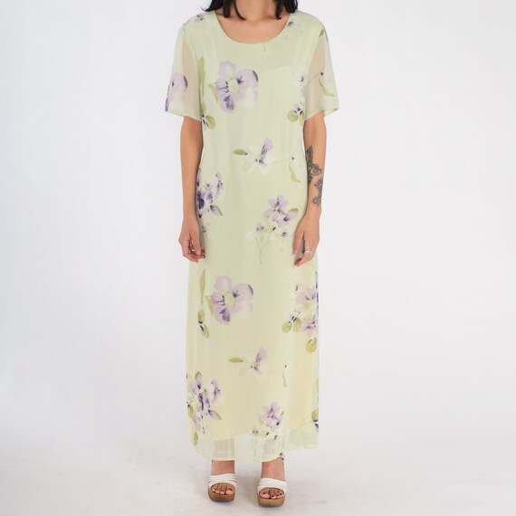 Green Floral Dress Y2k Ankle Length Maxi Dress Sh… - image 8