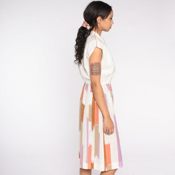 Brushstroke Striped Dress 70s 80s Midi Dress Day … - image 5