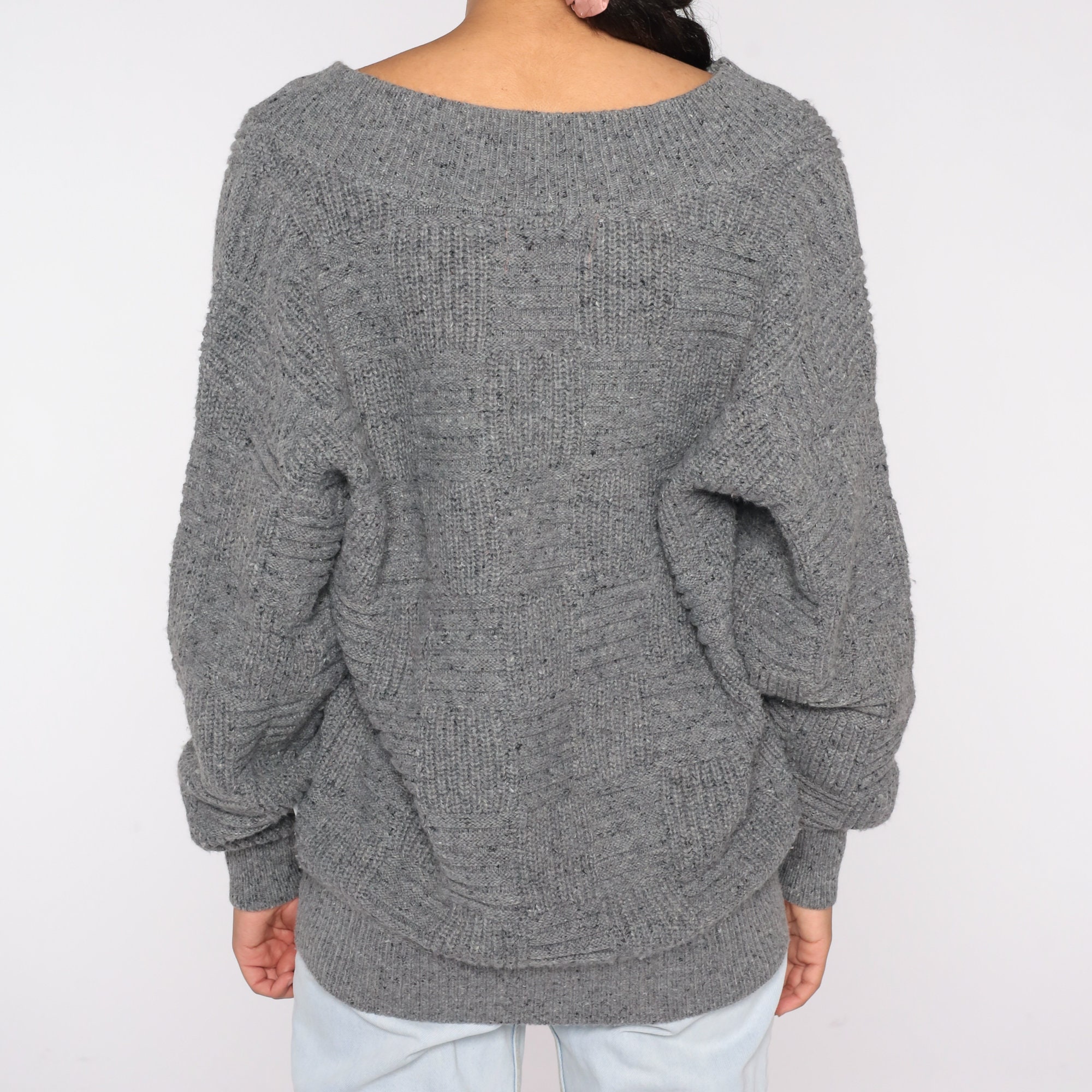 Pierre Cardin Sweater 90s Grey Textured Knit Sweater Grunge Slouchy ...